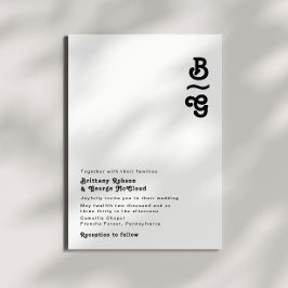 Modern Retro Lettering Monogram Weddenschap Kaart