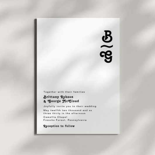 Modern Retro Lettering Monogram Weddenschap Kaart