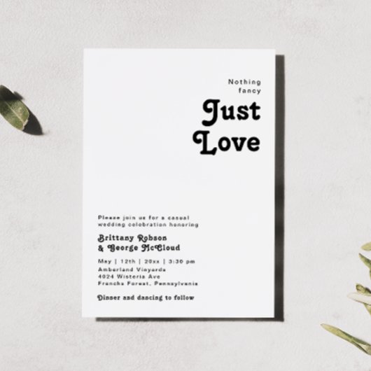 Modern Retro Lettering Niets Fancy huwelijk Kaart