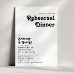 Modern Retro Lettering Rehearsal Dinner Uitnodigin Kaart<br><div class="desc">Deze moderne repetitieve repetitieve uitnodiging is perfect voor uw unieke, trendy eenvoudige bohemen zomerrepetitie diner. Het lettertype is een stijlvol zwart, chic 70's boho lettertype, dat dit design klassieke, minimale, roedige hippiebloemen biedt. U kunt uw eigen afbeeldingen of afbeeldingen toevoegen als u deze wilt aanpassen. Laat u alstublieft vrij om...</div>