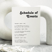 Modern Retro Lettering Schedule of Events Informatiekaartje