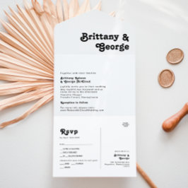 Modern Retro Lettering Seal en Send All In One Uitnodiging
