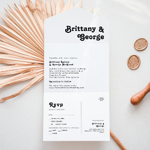 Modern Retro Lettering Seal en Send All In One Uitnodiging