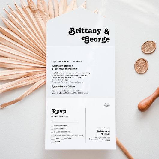 Modern Retro Lettering Seal en Send All In One Uitnodiging