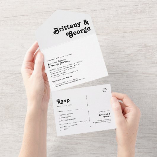 Modern Retro Lettering Seal en Send All In One Uitnodiging (Afscheurbaar)