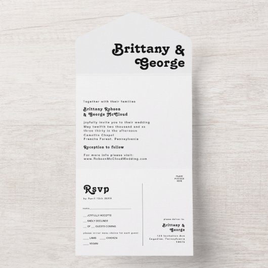 Modern Retro Lettering Seal en Send All In One Uitnodiging (Binnen)