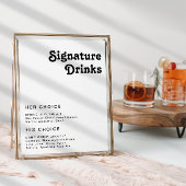 Modern Retro Lettering Signature Dranken Bord Poster