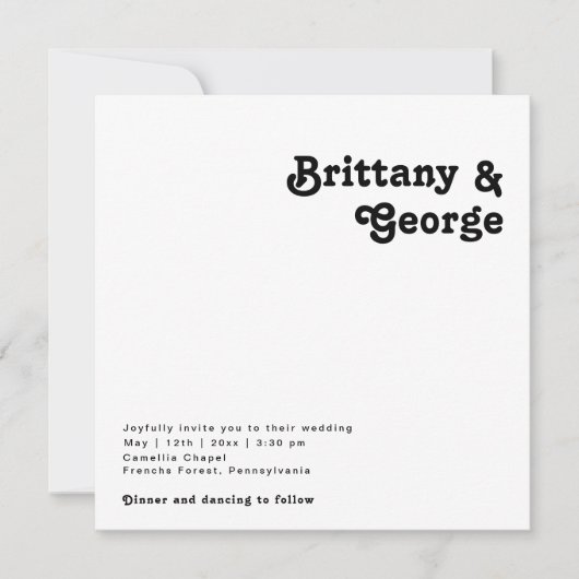 Modern Retro Lettering Square Photo Wedding Kaart (Voorkant)