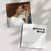 Modern Retro Lettering Square Photo Wedding Kaart
