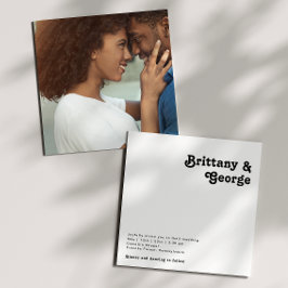 Modern Retro Lettering Square Photo Wedding Kaart