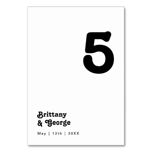 Modern Retro Lettering tabelnummer Kaart (Achterkant)