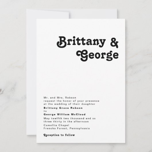 Modern Retro Lettering Traditioneel bruiloft Kaart (Voorkant)