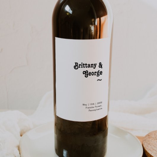 Modern Retro Lettering Weddenschap Wine Label Wijn Etiket