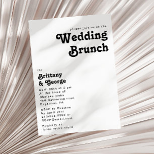 Modern Retro Lettering Wedding Brunch Kaart