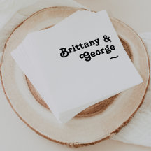 Modern Retro Lettering Wedding Napkins