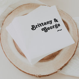 Modern Retro Lettering Wedding Napkins Servet