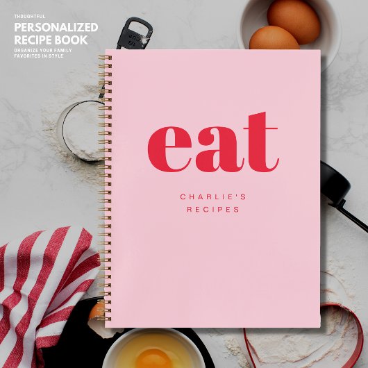 Modern Retro Leuk Roze en Rode Custom Blank Recept Notitieboek