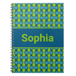 Modern Retro Link Patroon in Blauw en Groen Notitieboek