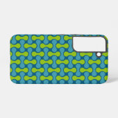 Modern Retro Link Patroon in Blauw en Groen Samsung Galaxy Hoesje (Achterkant horizontaal)
