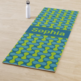 Modern Retro Link Patroon in Blauw en Groen Yogamat