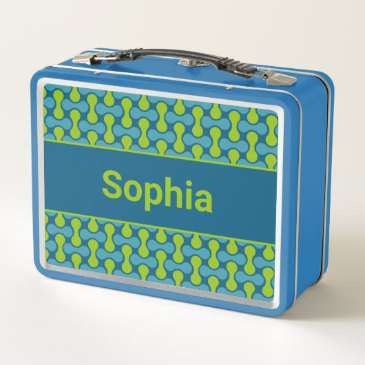 Modern Retro Link Pattern in Blue and Green (Achterkant)