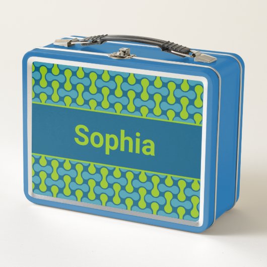 Modern Retro Link Pattern in Blue and Green (Voorkant)