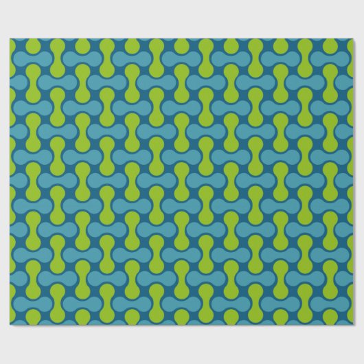 Modern Retro Link Pattern in Blue and Green Cadeaupapier (Vlak)
