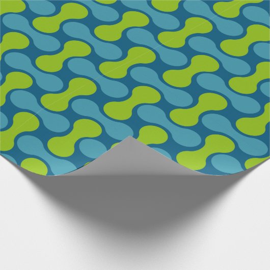 Modern Retro Link Pattern in Blue and Green Cadeaupapier (Hoek)