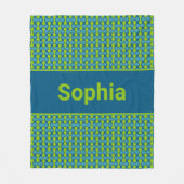 Modern Retro Link Pattern in Blue and Green Fleece Deken (Voorkant)