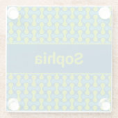 Modern Retro Link Pattern in Blue and Green Glazen Onderzetter (Achterkant)