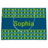 Modern Retro Link Pattern in Blue and Green Groot Cadeauzakje (Voorkant)