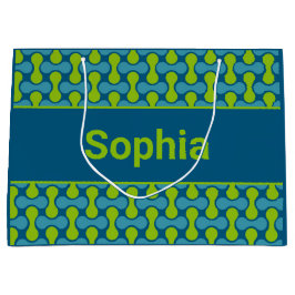 Modern Retro Link Pattern in Blue and Green Groot Cadeauzakje