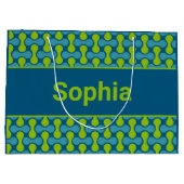 Modern Retro Link Pattern in Blue and Green Groot Cadeauzakje (Achterkant)