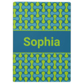 Modern Retro Link Pattern in Blue and Green Klembord (Achterkant)
