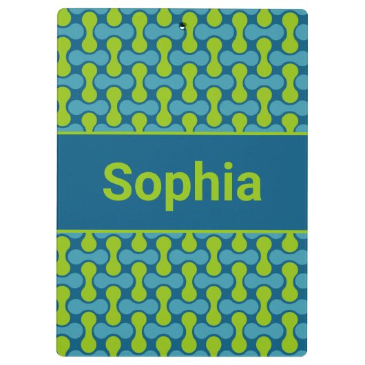 Modern Retro Link Pattern in Blue and Green Klembord (Achterkant)