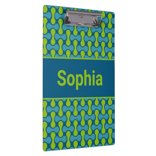 Modern Retro Link Pattern in Blue and Green Klembord (Rechts)