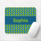 Modern Retro Link Pattern in Blue and Green Muismat (Met muis)