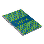 Modern Retro Link Pattern in Blue and Green Notitieboek (Rechterzijde)