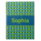 Modern Retro Link Pattern in Blue and Green Notitieboek (Voorkant)