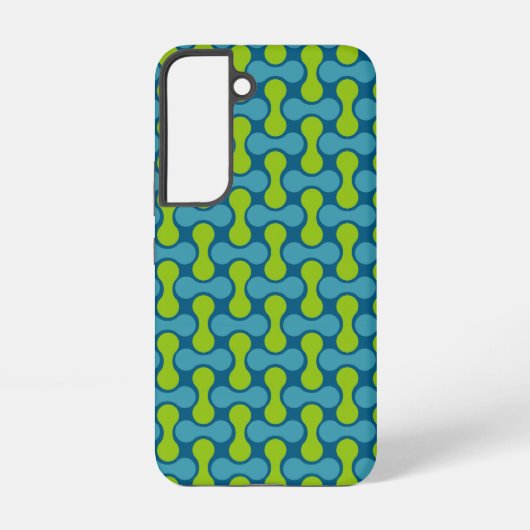 Modern Retro Link Pattern in Blue and Green Samsung Galaxy Hoesje (Achterkant)