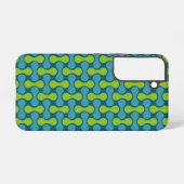 Modern Retro Link Pattern in Blue and Green Samsung Galaxy Hoesje (Achterkant horizontaal)