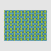 Modern Retro Link Pattern in Blue and Green Tissuepapier (Voorkant)
