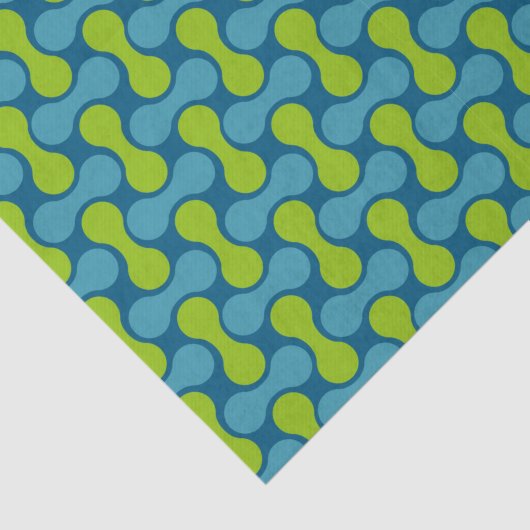 Modern Retro Link Pattern in Blue and Green Tissuepapier (Detail)