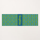 Modern Retro Link Pattern in Blue and Green Yogamat (Achterkant (horizontaal))