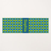Modern Retro Link Pattern in Blue and Green Yogamat (Voorkant (horizontaal))