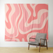 Modern Retro Liquid Swirl Abstract Blush Roze Wandkleed (In Situ (horizontaal))