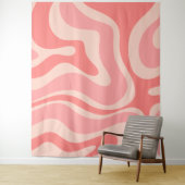 Modern Retro Liquid Swirl Abstract Blush Roze Wandkleed (In situ)