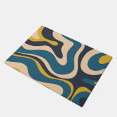 Modern Retro Liquid Swirl Abstract Patroon Blauw Deurmat (Schuin)