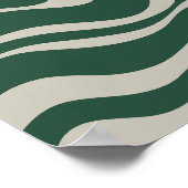 Modern Retro Liquid Swirl Abstract Patroon Groen Poster (Hoek)