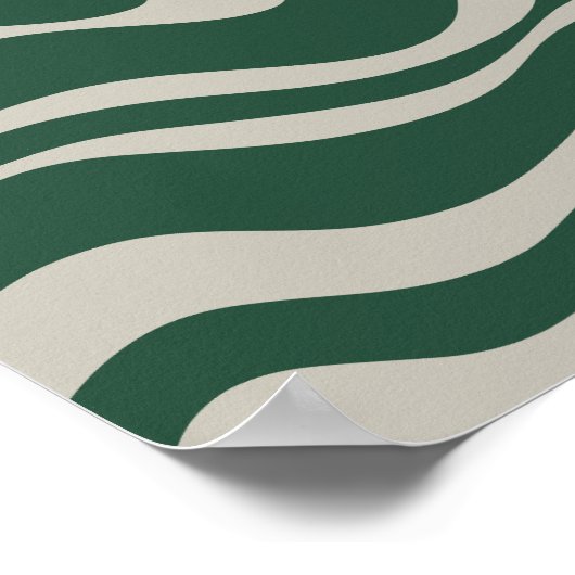 Modern Retro Liquid Swirl Abstract Patroon Groen Poster (Hoek)